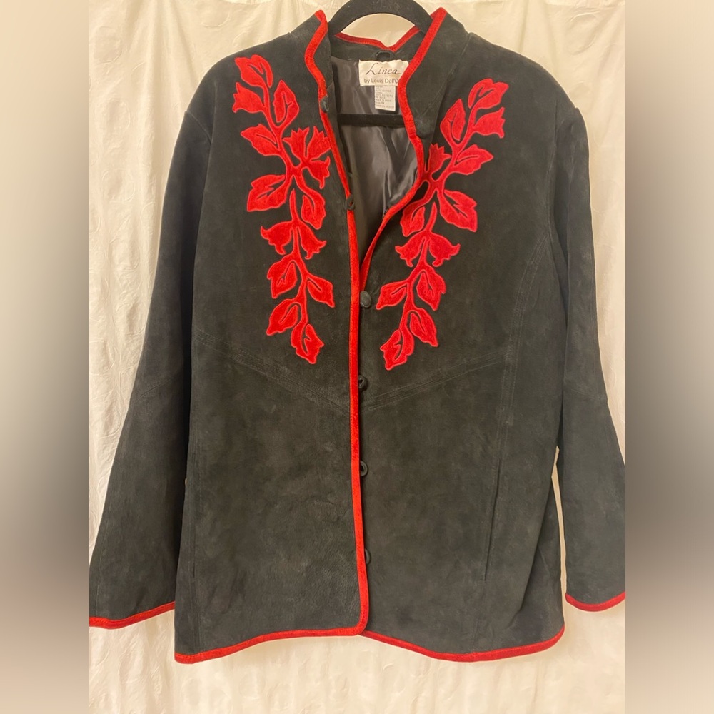 Linea by Louis Dell’Olio Floral Suede Vintage  Jacket.Size 1X.